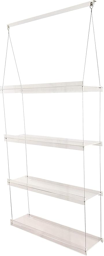 Hanging Acrylic Shelves for Windows (28" Wide, 4 Shelves - 55" Tall)