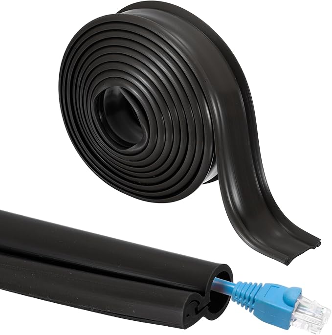 MECCANIXITY 10ft Cable Management Sleeve, 3/8 Inch ID Flexible Cord Wires Hider Cover Insulation Snap-fit Protector for Substation, High-Voltage Electrical Networks, Black