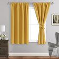 JIUZHEN Blackout Curtains for Bedroom– Thermal Insulated,Noise Reducing Room Darkening Privacy Rod Pocket Drapes for Living Room, Set of 2 Panels with Tiebacks, 42 x 54 inch Long, Mustard Yellow