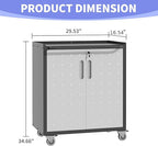 Metal Garage Storage Cabinet on Wheels, Lockable Rolling Tool Cabinet with Doors and Shelves, Heavy Duty Mobile Steel Cabinet for Garage Warehouse Workshop