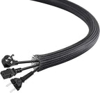 25Ft-1.5inch PET Expandable Braided Wire Sleeving,Wire Loom Cable Sleeve for TV,Computer,Home Theater,Automotive,Home Industrial,Electrical Wires,Chemical,Protect Cat from Chewing Cords,Black