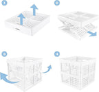 3-Pack Collapsible Plastic Storage Crates,Foldable Crates for Storage,16L (White)