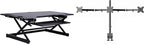 Rocelco 46" Standing Desk Converter with AC USB Charger and Triple Monitor Mount Arm - Height Adjustable Sit Stand Up Three Screen Riser Workstation - Keyboard Tray - Black (R DADRB-46-ACUSB-DM3)