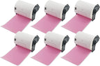 BETCKEY - Shipping Labels Replacement for Brother DK-1241 (4 in x 6 in), Compatible with Brother QL Label Printers [6 Rolls/1200 Labels, Pink]