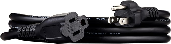 Amazon Basics Extension Cord, 6 Ft, 3 Prong Outlet Extender, Indoor Extension Cord, 13 Amps, 125V, Black