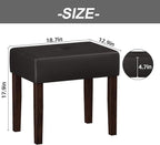 Two Leather Vanity Stools, 18.7 Inch Wide Rectangle Ottoman Bench for Makeup Room, A Set Vanity Chair with Wood Legs for Piano Room, Bedroom,Living Room with Customizable (Cherry)