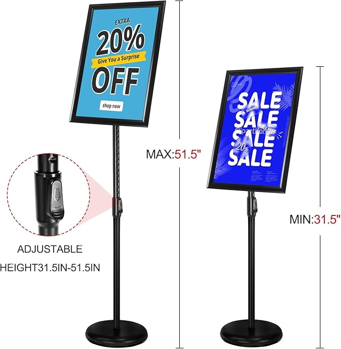 Poster Stand Holder Floor Sign Stands Advertising Display Stand-Oriented Signage Mall Shopping Guide Billboard Wedding Signs Meeting Poster Signs (Black, 11x17inches)