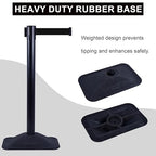 OangeStar 4-Pack Commercial Crowd Control Stanchions with 10ft Retractable Belt - Heavy Duty Queue Barriers for Events, Black Rubber Base Post for High Traffic Areas, Banks & Retail Stores
