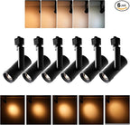 mirrea 5-Color Zoomable LED Track Lighting Heads H-Type Dimmable, 13.5W Black Ceiling Fixtures for Kitchen, Modern Accent Light, 2700-5000K Adjustable, Beam Angle 24°-60°, CRI90+, Pack of 6