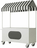 Outdoor Vendor Cart, Portable Cart with Canopy, Commercial Business Mobile Street Food Vendor Carts, Foldable Vending Stand Kiosk Display Trolley with Canopy for Markets (White)