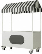 Outdoor Vendor Cart, Portable Cart with Canopy, Commercial Business Mobile Street Food Vendor Carts, Foldable Vending Stand Kiosk Display Trolley with Canopy for Markets (White)