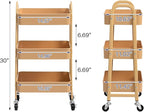 AGTEK 3-Tier Rolling Carts with Wheels, Rolling Utility Cart with Iron Frame for Kitchen, Plastic Shelves, Living Room, Office, Khaki