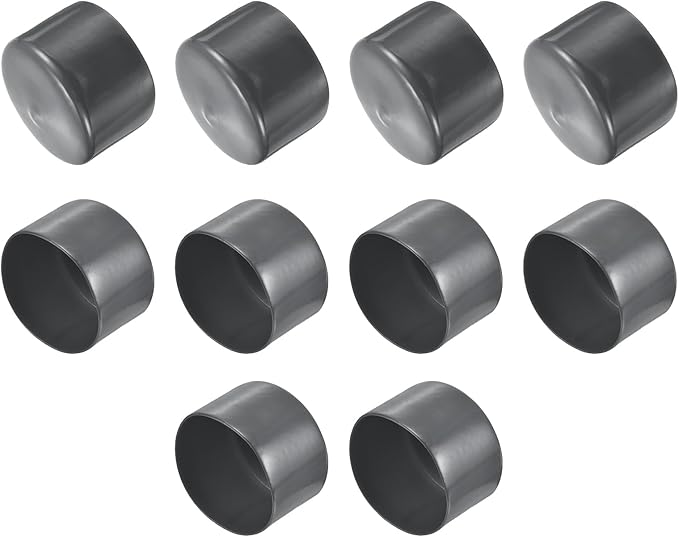 uxcell 10pcs Rubber End Caps 80mm ID Vinyl Round End Cap Cover Screw Thread Protector Dark Grey