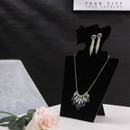 Coward 4 Pcs/Set Necklace Earring Set Display for Selling, Necklace Jewelry Holder Stand for Show, Beige Velvet Necklace Rack Organizer for Photography (Black Velvet)