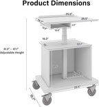 Natwind Mobile Workstation, Rolling Laptop Cart with Large Surface & Pneumatic Height Adjustable Design, for Medical Hospital Clinics, Office Presentation, Teachers Podium, with Drawer & Open Cabinet