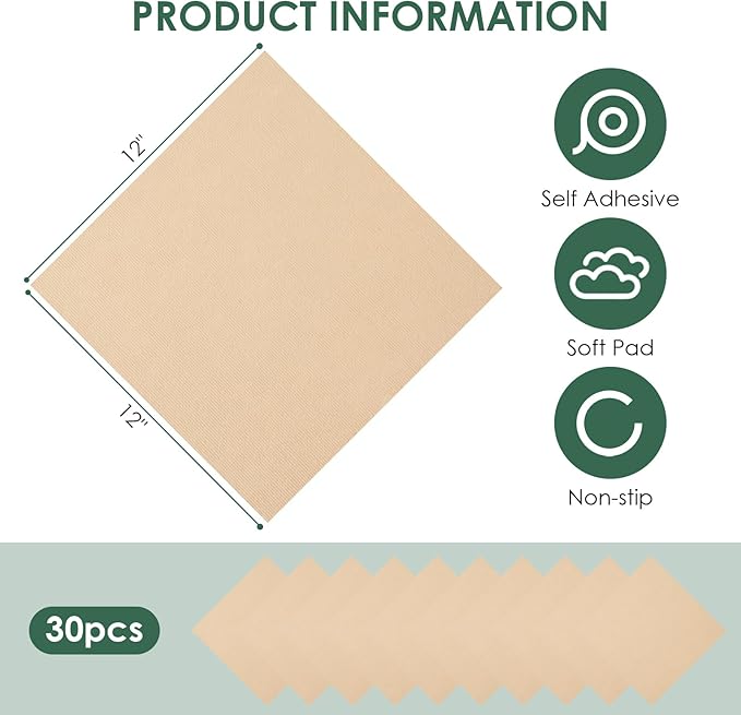 Carpet Tile 30 Pack 12” X 12” Self Adhesive Carpet Floor Tiles Anti-Slip Squares Peel and Stick Floor Tile DIY Installation for Bedroom (Beige-Camel)