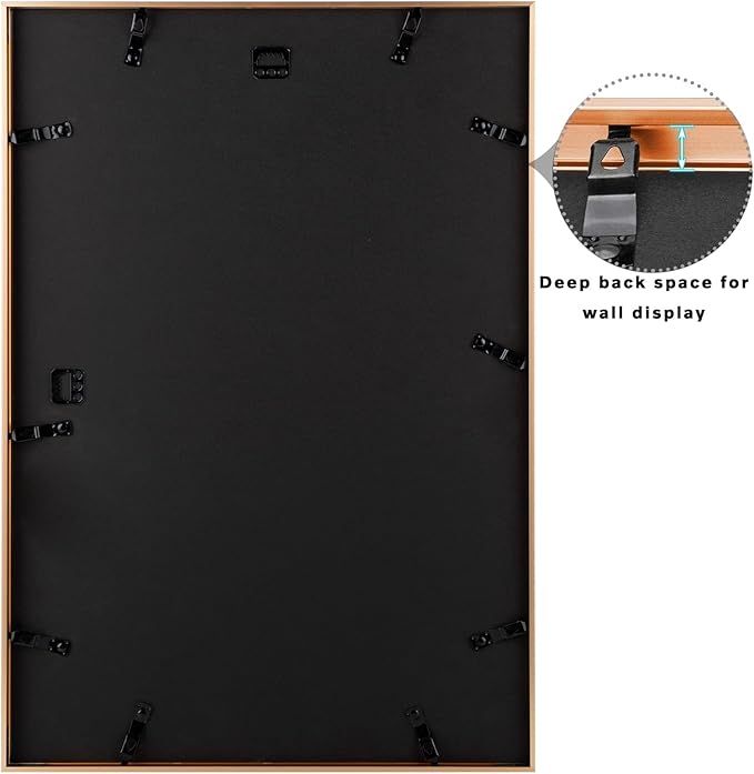 Frametory, 13x19 Metal Picture Frame with Mat for 11x17 Picture & Real Glass, Aluminum Photo Frame Collection (Rose Gold, 1 Pack)