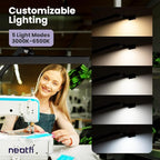 Neatfi 3,000 Lumens Ultra LED Desk Lamp with Clamp, 30W Dimmable Monitor Light, 5 Brightness Levels & 5 Light Modes (Black, 28 Inches with Metal Arm)