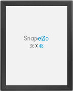 SnapeZo Poster Frame 36x48 Inches, Black 1.7 Inch Aluminum Profile, Front-Loading Snap Frame, Wall Mounting, Wide Series