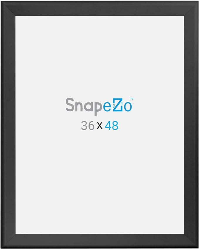 SnapeZo Poster Frame 36x48 Inches, Black 1.7 Inch Aluminum Profile, Front-Loading Snap Frame, Wall Mounting, Wide Series