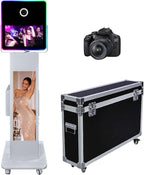 29in LCD Display Photo Booth Machine with 15.6in Mirror Touch Screen Selfie Station Shell Stand DIY Photobooth Machine with RGB Light for Parties Weddings Event (Machine+Camera)