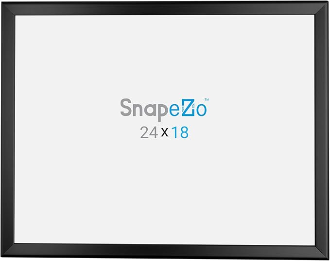 SnapeZo Photo Frame 18x24, Black, 1.25 Inch Aluminum Profile, Front-Loading Snap Frame, Wall Mounting, Professional Series