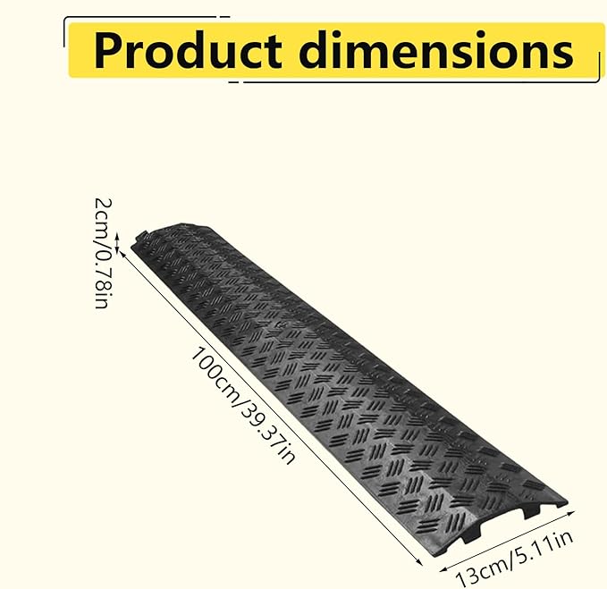 Cable Ramp Traffic Protector - Outdoor Drive Over Speed Bump | Protective Cover for Driveway, Garage, Garden, Sidewal Walkway Gravel Asphalt and Parking Areas