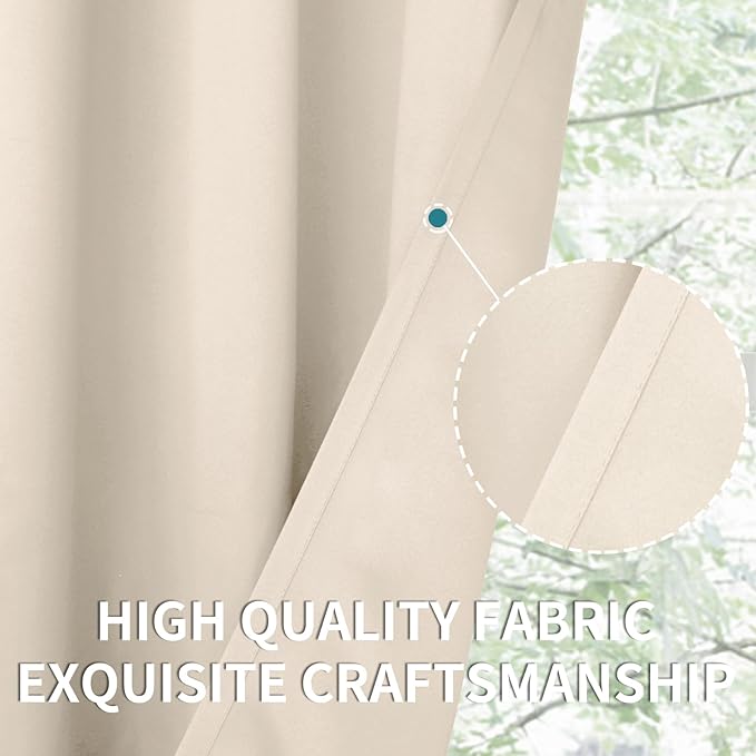 BGment Blackout Curtains - Grommet Thermal Insulated Room Darkening Bedroom and Living Room Curtains, Set of 2 Panels (52 x 72 Inch, Champagne)
