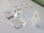 GemeShou 2pcs Acrylic earring display risers, Jewelry display riser stand, clear ring risers for display selling【2pcs 1.57 L x1.57 W x1.57 H inch】