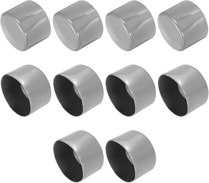 uxcell 10pcs Rubber End Caps 65mm(2.6 Inch) ID Vinyl Round End Cap Cover Screw Thread Protector Light Grey