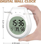 Shower Timer Clock Waterproof, Digital Bathroom Kitchen Wall Clock with LCD Display, 12/24 Hour Format, Temperature, Countdown Timer, Suction Cup, Hanging Hole