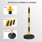 Adjustable Traffic Delineator Post Cones,6Pack 34 Inch,Traffic Safety Delineator Barrier with Fillable Base 6.6FT Chain, for Traffic Control Warning Parking Lot Construction Caution Roads,Yellow&Black