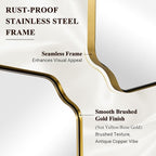 ANDY STAR 30"x30" Square Bathroom Mirror, Brushed Gold Scalloped Mirror for Wall, Antique Brass Mirror with Designer-Crafted Rounded Notched Corners, Ideal for Home Remodel