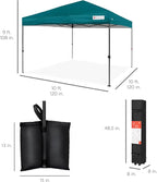 Best Choice Products 10x10ft 1-Person Setup Pop Up Canopy Tent Instant Portable Shelter w/ 1-Button Push, Case, 4 Weight Bags - Cerulean