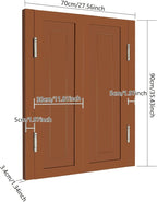 Solid Wood Interior Swing Door with Metal Hinges - Swinging Cafe Doors for Kitchen, Stairs, Bedroom Entrance & Partition (Brown, 27.56"X35.43")