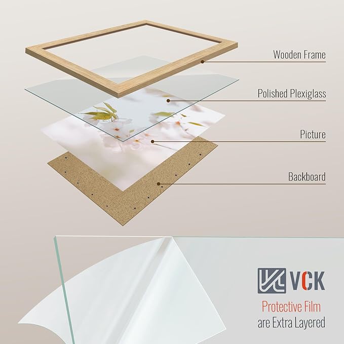 VCK 13x19 Oak Wood Frame for Poster & Picture, Natural Solid Wood Photo Frames 5 Pack, Wall Gallery Frame