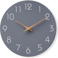Mosewa Large Wall Clock 16 Inch Gray Modern Flatwood Silent Non Ticking Battery Operated Decorative for Bedroom Bathroom Living Room Kitchen Home Office Hotel