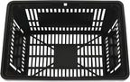 LOYALHEARTDY 12PCS Shopping Baskets with Handles, 21L Plastic Grocery Basket for Retail Store, Supermarket, Grocery Shopping |17" x 12" x 9" Portable Shop Basket (Black)