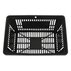 12Pcs Shopping Baskets with Handles, 21L Durable Plastic Shopping Basket, 22Lbs Load-Bearing Capacity, Stackable Portable Grocery Basket for Supermarket, Retail Shop, Bookstores (Black,16.9"X9"X11.8")
