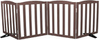 Freestanding Dog Gate Indoor,Doggie Gate Foldable Pet Gates for Doorways,Stairs or Hallways, Wooden Brown Pet Gate for The House, Pet Fence with Support Feet Included,24 "Height-4 Panels