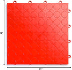 Big Floors RaceDeck CircleTrac, Interlocking Non-Slip Garage Flooring Tile, Durable, Modular, Heavy-Duty Copolymer, Easy Install (Red, 48 Pack of 12 x 12" Tiles)