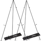 Nicpro Art Folding Easels for Display, 2 Pack 63 Inches Metal Floor Easel Stand Bulk Tripod Black Collapsible for Sign Artist Poster Wedding | with Carry Bag