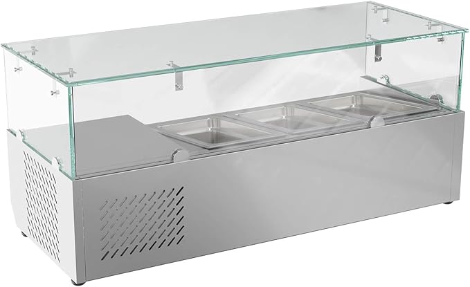 KoolMore SCDC-3P-SSL Commercial-Refrigerator, 40 Inch with Sneeze Guard, Silver