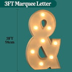 Marquee Letters 3 Feet Tall, 3FT Large Light up Letters &, Big Sign & with Warm White Light for Birthday Wedding Proposal Engagement Graduation Party Backdrop Decorations