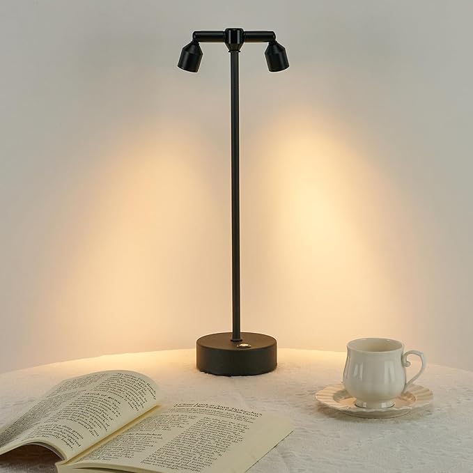 IMAGE Rechargeable Cordless Spotlight, Table Spotlight Accent Lighting for Plants Pictures Artwork Jewelry Showcase Model Display Shelves Cabinet Table Lamp for Home Restaurant Dinner Bar Warm White