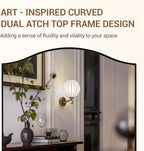 ANDY STAR Rectangle Scalloped Mirror, 24"x40" Matte Black Bathroom Mirror in SUS304 Stainless Steel Metal Frame, Irregular Vanity Mirror with Unique Arched Top Design