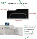 Modern Reception Desk with Counter Front Reception Table with Hidden LED Lighting Commercial Receptionist Desk Black Checkout Counter Fully Assembled and Ready to Use 87inch