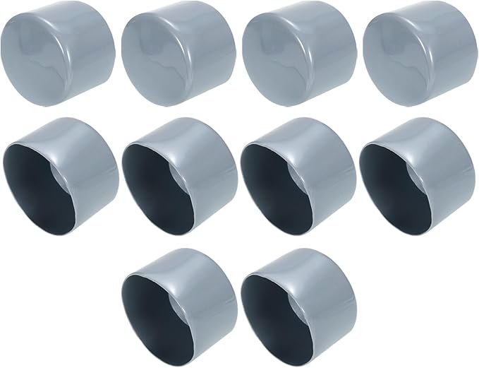 uxcell 10pcs Rubber End Caps 60mm(2.4") ID Vinyl Round End Cap Cover Screw Thread Protectors Grey