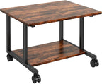 Livofloral Under Desk Printer Stand, 20.5 x 15.7 Inches Printer Table for Home Office, Printer Cart with Wheels,Small Printer Stand with Storage Shelf, Rolling Industrial Printer Stand, Rustic Brown