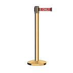 Crowd Control Warehouse CCW Series RBB-150 - Set of 2 Stanchion Retractable Belt Barriers - 16 Foot, RED"Authorized Access ONLY" White Letter Belt with Polished Brass Steel Post - Easy Assembly